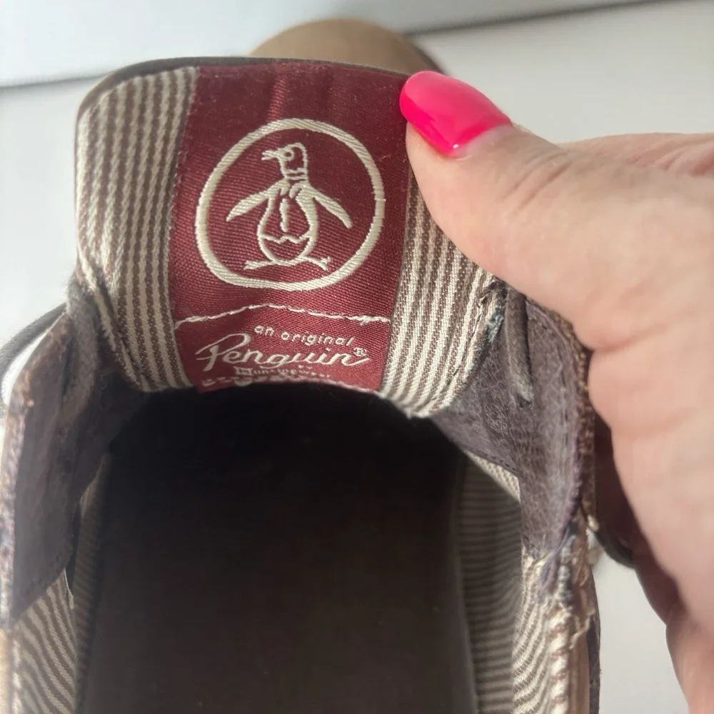 Original Penguin Munsingwear Mens Terry Oxford Shoe 9.5 Brown Suede Lace Up EUC